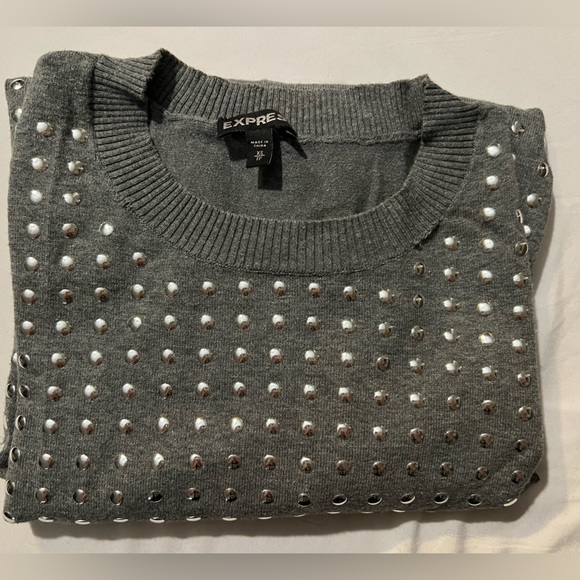Express XS grey sweater, covered in metal buttons (forget what they’re called!!) - Picture 2 of 4